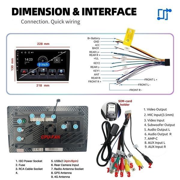 9&rdquo; 2-DIN мултимедия с Android 14, 4G/LTE, RDS, 6/128GB, CarPlay и AndroidAuto