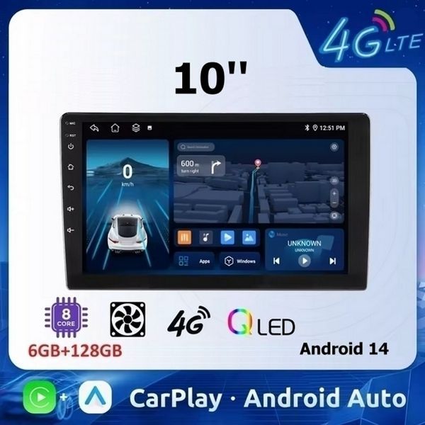 10&rdquo; 2-DIN мултимедия с Android 14, 4G/LTE, RDS, 6/128GB, CarPlay и AndroidAuto